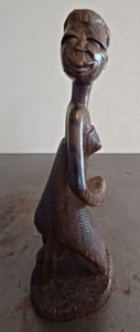Estatuilla femenina tallada a mano en Tanzania Pex de 8" de alto - Imagen 1 de 12
