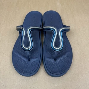 Crocs Damen-Sandalen marineblau Slipper Riemen Sanrah Metallic Größe 10 - Bild 1 von 20
