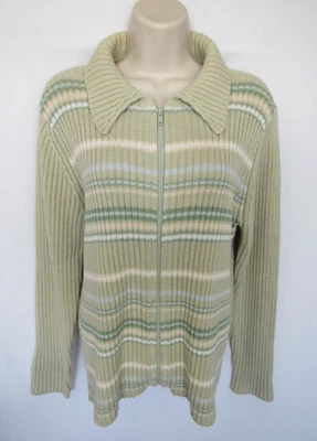 SUÉTER MÁS PESADO CHEROKEE MUJER L verde melocotón azul blanco rayas punto acanalado cremallera Foto 1 de 4