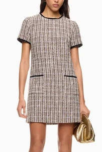 CeCe Women's Short Sleeve Tweed Tinsel Mini Shift Dress w/ Patch Pockets - 4 - Picture 1 of 4