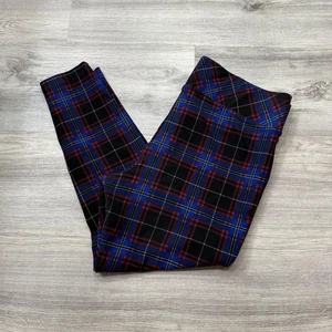 Torrid Pixie Plaid Pants Size 1R Blue Red Black Stretch Career Casual - Picture 1 of 6
