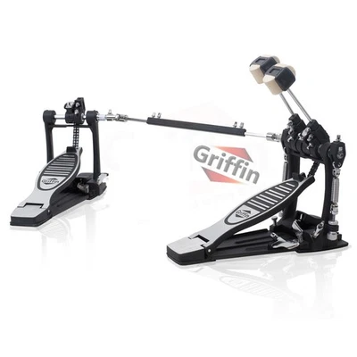 GRIFFIN Double Kick Drum Pedal - Twin Foot Bass Dual Chain Percussion Hardware - Image 1 of 4