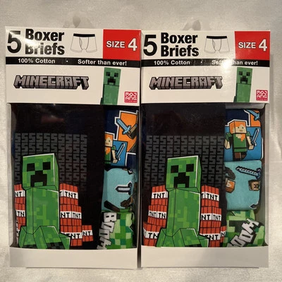 2- Mojang Minecraft 5 Pack Boys Boxer Briefs Size 4 100% Cotton NEW - 10 Total - Image 1 of 4