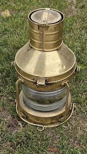 21.5” Antique Anchor Brass Ship Oil Lantern Nautical Boat Light Navy Maritime - Picture 1 of 3