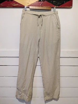 Pantalones Cubavera Para Hombres Mezcla de Lino Talla Mediana Avena Cordón Vacaciones de Verano Foto 1 de 4