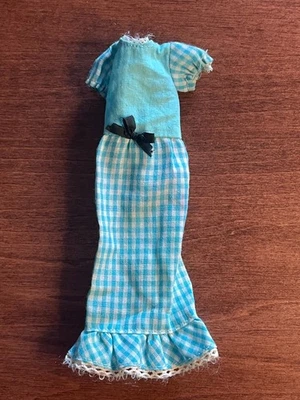 Vestido Barbie Skipper Quick Curl 1973 vintage azul blanco guinga negro lazo Foto 1 de 2