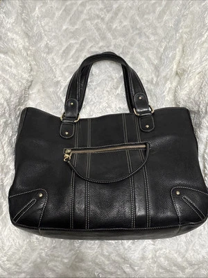 Bolso de hombro Kate Landry grande de cuero negro con doble asa Foto 1 de 4