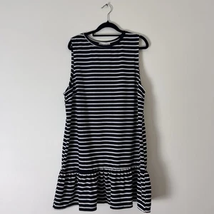 Minimalist Collective Black White Stripe Drop Waist Cotton Dress Size M/L - Picture 1 of 5