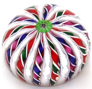 Unusual PARABELLE Twisted Pulled Canes Art Glass PAPERWEIGHT - Picture 1 of 9