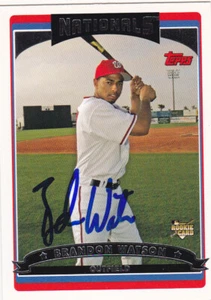 BRANDON WATSON WASHINGTON NATIONALS SIGNED TOPPS BASEBALL CARD CINCINNATI REDS - Picture 1 of 1