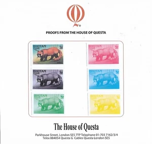 1997 Bhutan Animals WWF Cats of Prey Feline Red Panda Bear Imperf Proof MNH - Picture 1 of 2
