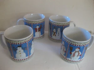 Debbie Mumm 12 Unzen Tassen Sakura Schneemann Steinzeug 4er Set Weihnachten Neu im Karton - Bild 1 von 8