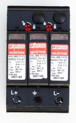 PHOENIX CONTACT VALVETRAB VAL-MS-T1/T2 600DC-PV-ST 2801164 SURGE PROTECTIVE - Image 1 of 4