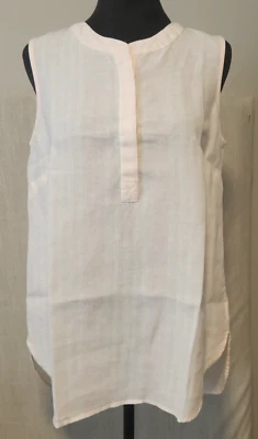 Camisa Top Ellen Tracy de Lino para Mujer Mediana Sin Mangas Playa Costera Minimalista  Foto 1 de 4