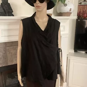 NWT Bryn Walker Black Light Linen Sleeveless Koryo Vest Size XXL - Picture 1 of 11