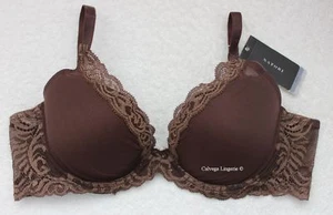 NWT Natori 730023 "Feathers" Contour, Plunge, Padded, Underwire Mesh Bra, Brown - Picture 1 of 8