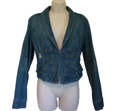 New York Company Mujer Mediano 8 10 Azul Chaqueta Vaquera Abrigo Fino Desgastado  Foto 1 de 4