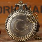 Antique Turkey Case Men Women Quartz Pocket Watch Necklace Chain Pendant Star
