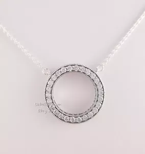 Autentico Cuori Di PANDORA Argento Zirconia Logo Collana 590514CZ Nuovo W Tasca - Foto 1 di 7