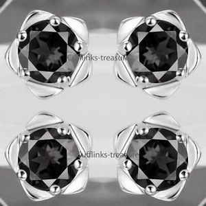 Natural Smoky Quartz Gemstones 925 Sterling Silver Tuxedo Men Buttons set #823 - Picture 1 of 6