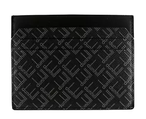 New DUNHILL Black Leather Mens Slim Card Case Wallet Italy w/ Box etc - Picture 1 of 6