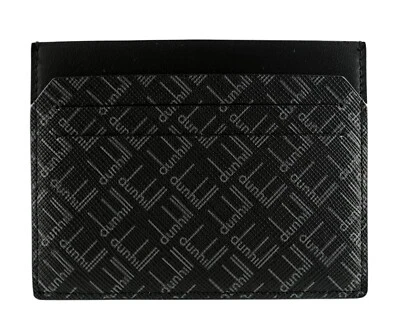 New DUNHILL Black Leather Mens Slim Card Case Wallet Italy w/ Box etc - Image 1 of 4