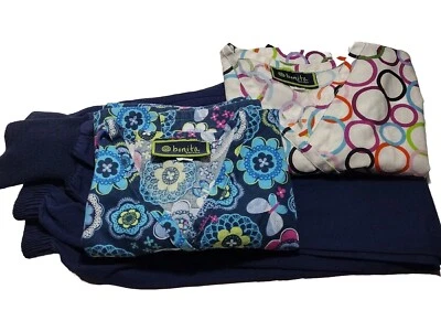 SCRUBS LOT OF 3 LADIES SCRUBS BONITA XS CREST SP MIXED DESIGNS - Image 1 of 4