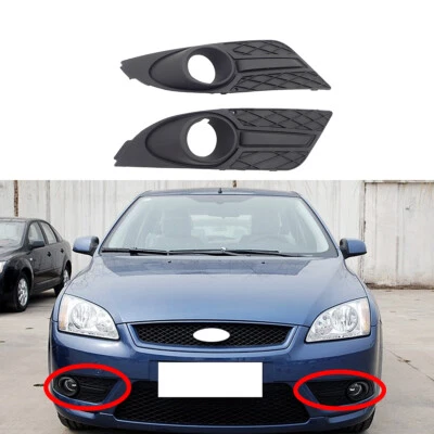 Pair Front Bumper Fog Lights Lamps Covers Bezels Frames For Ford Focus 2007-2008 - image 1 of 4
