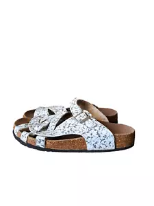 Birkenstock Sandals Womens Size EU 39 Whote Marble Buckle Strappy Footbed Casual - Picture 1 of 10