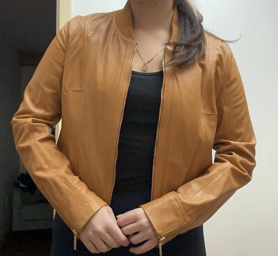 Chaqueta bomber de cuero grande Foto 1 de 4