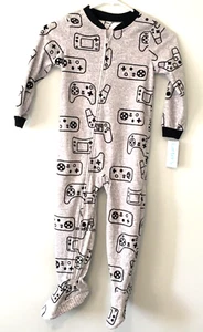 Carter's Boys Fleece Gamer Gray Footie Pajamas Non-Skid Size 4 Comfy Warm NWT - Picture 1 of 6