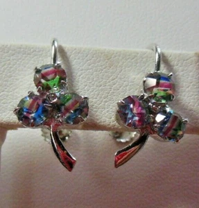 Pendientes vintage de plata 835 Rainbow Crystal Screw-back - Imagen 1 de 4