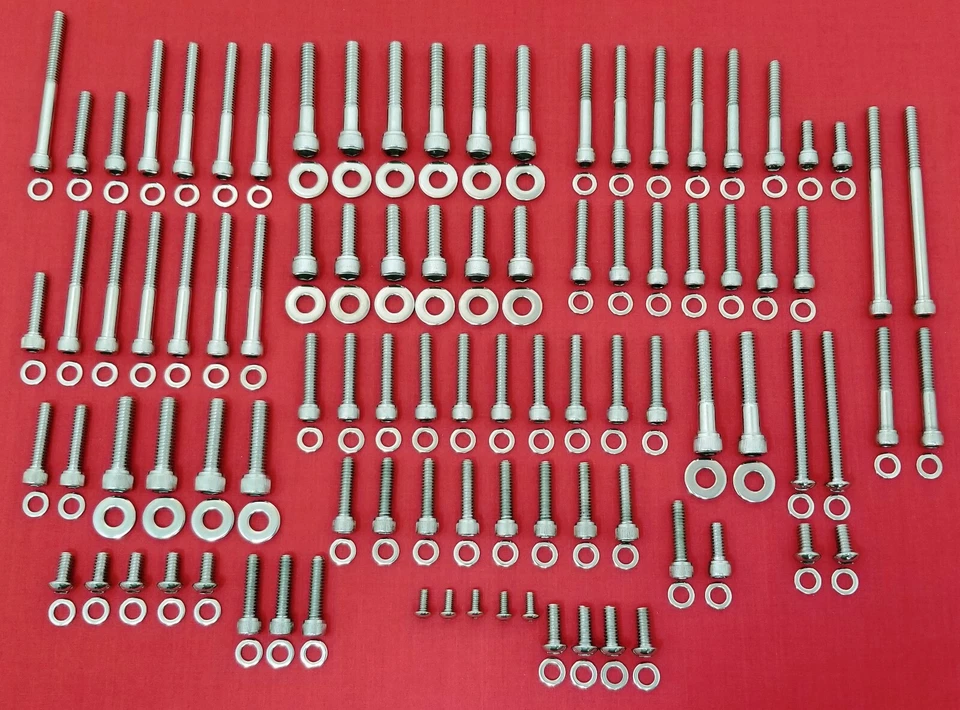 1999-2005 HARLEY DYNA POLISHED STAINLESS STEEL ENGINE TRANSMISSION BOLT KIT SET - Image 1 of 1
