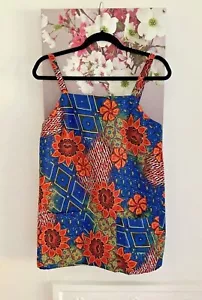 Topshop Blue and Red Lotus Floral Pinafore Top, UK Size 10 Immaculate - Picture 1 of 7