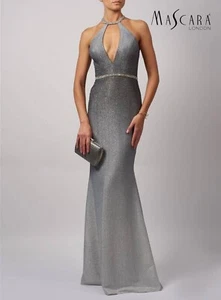 Mascara MC113922 ombre fit size 2 Grey sparkle glitter Evening dress NWT - Picture 1 of 12