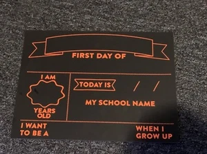 HY-KO First Day of School Chalkboard Sign, 9.875" x 13", Erasable, Orange - Picture 1 of 1