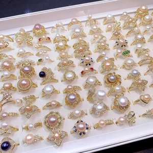 20pz Anello Gioielli Perla Acqua Dolce Naturale Zarcone Elettrico Regolabile Donna - Foto 1 di 14