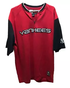 New York Yankees Vintage 90s Nike Stitched Red MLB Zipper Pullover Shirt XL - Picture 1 of 2