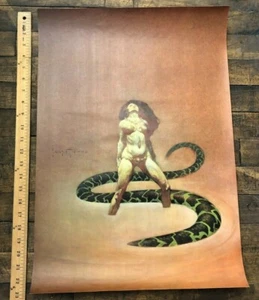 VINTAGE POSTER PRINT Frank Frazetta Woman With Snake Classic Comic Icons Gothicc - Picture 1 of 2