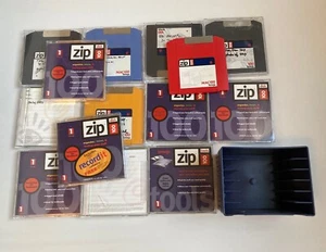 Lot of 14 Zip Disk 100 USED 100MB Storage Capacity With Cases + 6 disk holder - Photo 1/3