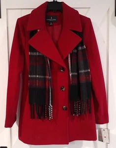 London Fog Zweireiher Peacoat & Schal Größe Medium Neu Mit Etikett - Bild 1 von 7
