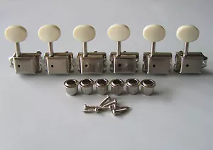 Nickel mit gealterten weißen Vintage Gitarren-Tuner Stimmschlüssel Stifte für Strat/Tele - Bild 1 von 5