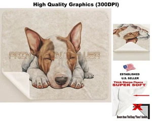 Bullterrier Hunderasse schlafender Welpen Kunst Sherpa Fleece Überwurf Decke - Bild 1 von 6