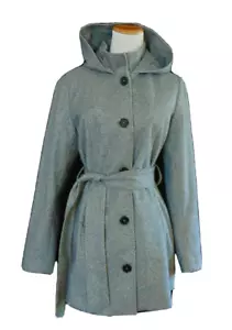 41 HAWTHORN WOMEN SOFT POLYESTER HERRINGBONE TRENCH COAT FAUX WOOL COAT JACKET~S - Picture 1 of 8