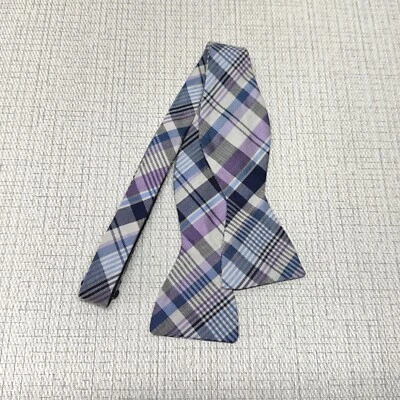 Pajarita Nicole Miller NY seda algodón cuadros púrpura azul para hombre evento formal Foto 1 de 2