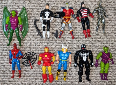 Vintage 1990 Marvel Toy Biz Superhero Action Figure Lot Punisher Spiderman Cover