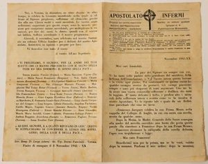 FOGLIETTO DELL'APOSTOLATO DEGLI INFERMI - VERONA 1941 - Foto 1 di 2