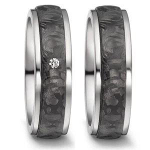 Titanfactory Titan Trauringe 52545 mit Carbon 1 Brillanten ges. 0.03 ct. w/si - Picture 1 of 4
