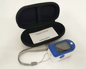 1x Finger Pulsoxymeter mit Aufbewahrungs Tasche Finger Pulsmessgerät EKG - Bild 1 von 4