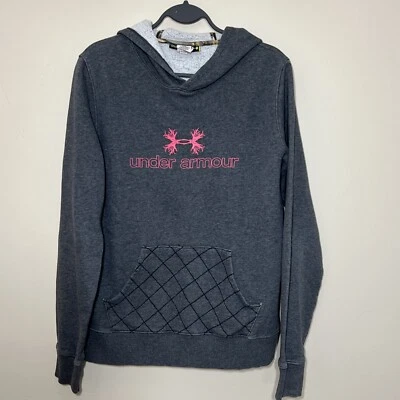 Under Armour 半合身连帽运动衫女式灰色针织长袖 M — 第 1/4 张图片